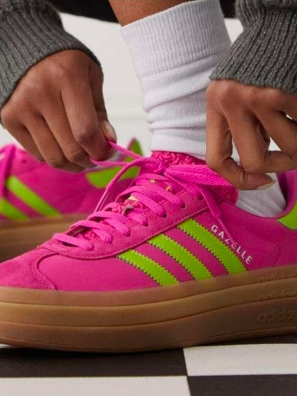 Adidas Gazelle Bold Sneakers - Pink & Neon Green